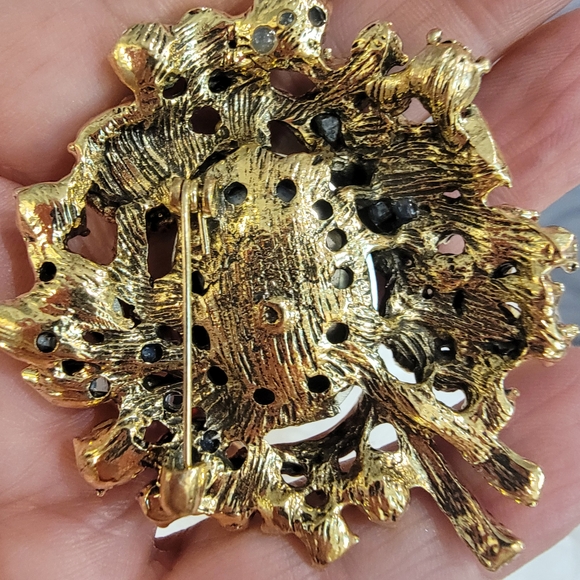 #Vintage Brilliant 2x2 Brooch Multicolor Rhinestones Gold Tone Open-Back - Picture 8 of 8